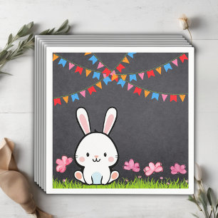 Serviette En Papier Cute Baby shower de lapin en tableau blanc