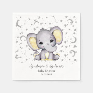 Serviette En Papier Cute Baby shower Jaune Eléphant serviettes