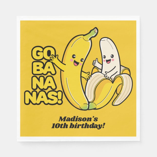Serviette En Papier Cute bananes texte personnalisé (Devant)