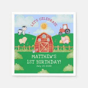 Serviette En Papier Cute Barnyard Farm Animaux 1er anniversaire fête