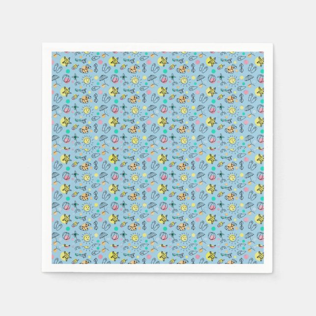 Serviette En Papier Cute beach pattern (Devant)