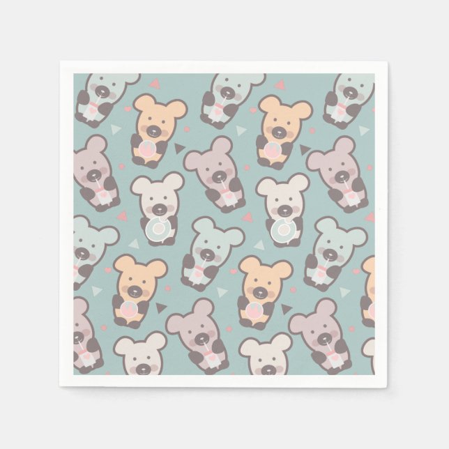 Serviette En Papier Cute Bears Sweets Snacks Confetti (Devant)