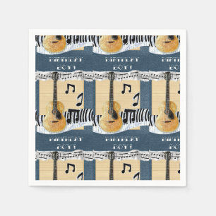 Serviette En Papier Cute Birthday Boy Music Guitare Papier Napkin