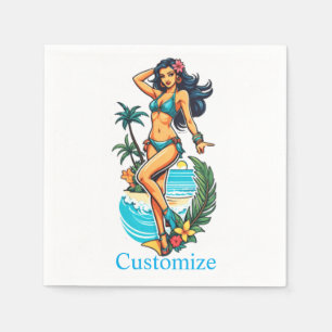 Serviette En Papier Cute Blackheve Bikini Beach Girl Thunder_Cove