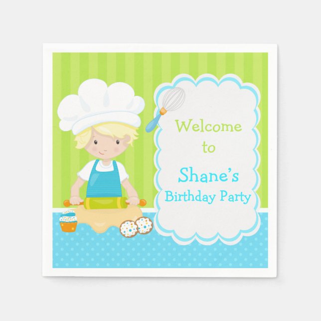 Serviette En Papier Cute Blonde Cheveux Bois Baking Anniversaire (Devant)