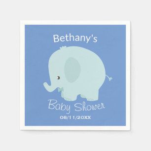 Serviette En Papier Cute Blue Elephant Boy Baby shower personnalisé
