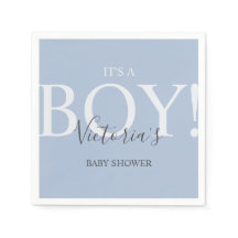 Cute Blue Simple Typography Baby Shower Napkin