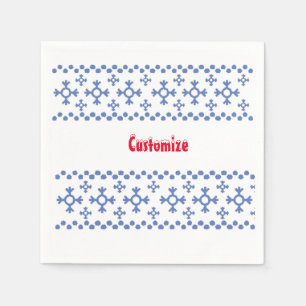 Serviette En Papier Cute Blue Snowflakes Motif Thunder_Cove