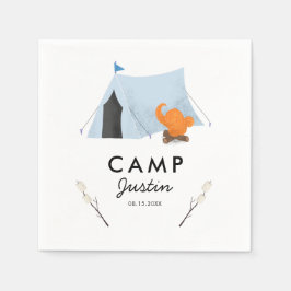 Serviette En Papier Cute Blue Tente Camping Anniversaire Fête
