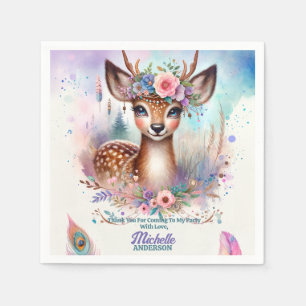 Serviette En Papier Cute Boho Aquarelle Woodland Deer Anniversaire