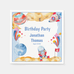 Serviette En Papier Cute Boys Blue Red Outerspace Astronaut Planètes