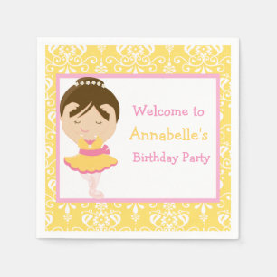 Serviette En Papier Cute Brunette Ballerina fête d'anniversaire