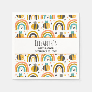 Serviette En Papier Cute Bumble Bee et Rainbows Motif Baby shower N