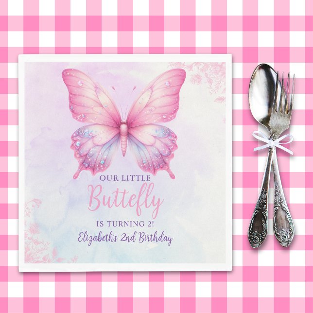 Serviette En Papier Cute Butterfly Birthday Girl Party (Créateur téléchargé)