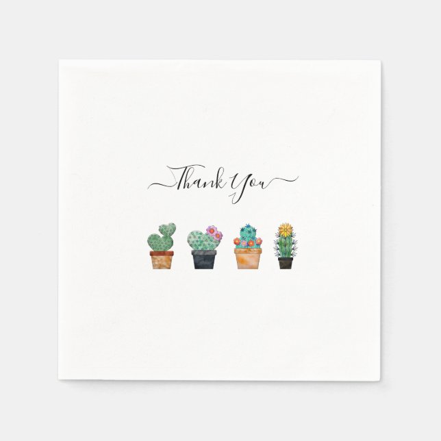 Serviette En Papier Cute Cactus Merci de fleurs vertes (Devant)