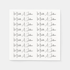 Serviette En Papier Cute Calligraphy Créative tendance Nom personnalis