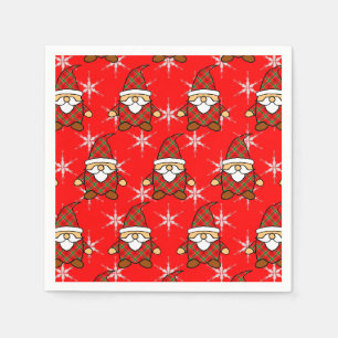 Serviette En Papier Cute Carton Gnome Motif Noël Napkins