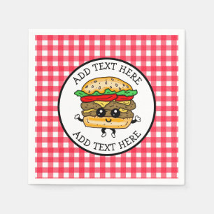 Serviette En Papier Cute Cartoon Hamburger Barbecue ou fête d'annivers