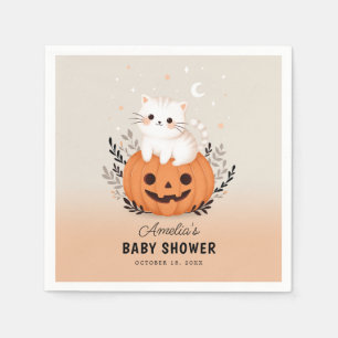 Serviette En Papier Cute Chat et Citrouille Baby shower d'Halloween