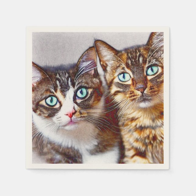 Serviette En Papier Cute chatons Visages (Devant)