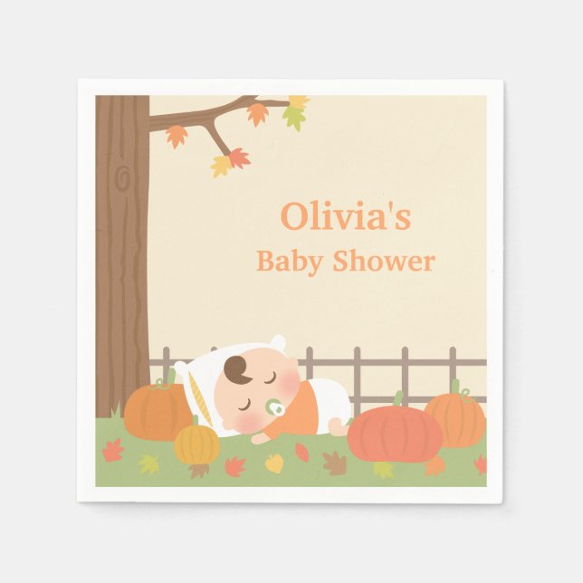 Serviette En Papier Cute Citrouille Baby shower de patchs serviettes (Devant)