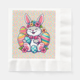 Serviette En Papier Cute, & coloré lapin hawaïen/tropical de Pâques