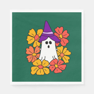Serviette En Papier Cute couronne de fleurs de fantôme d'Halloween