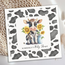 Cute Cow Sunflowers Ferme Animal Calf Baby shower