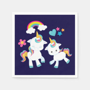 Serviette En Papier Cute Dancing Unicornes Magique Arc-en-ciel & Étoil