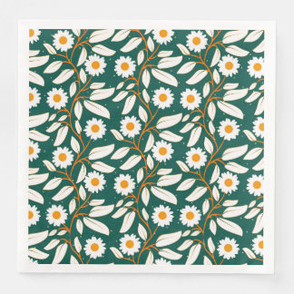 Serviette En Papier Cute design white flowers and leafs
