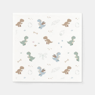 Serviette En Papier Cute Dino Patern Blanche serviettes