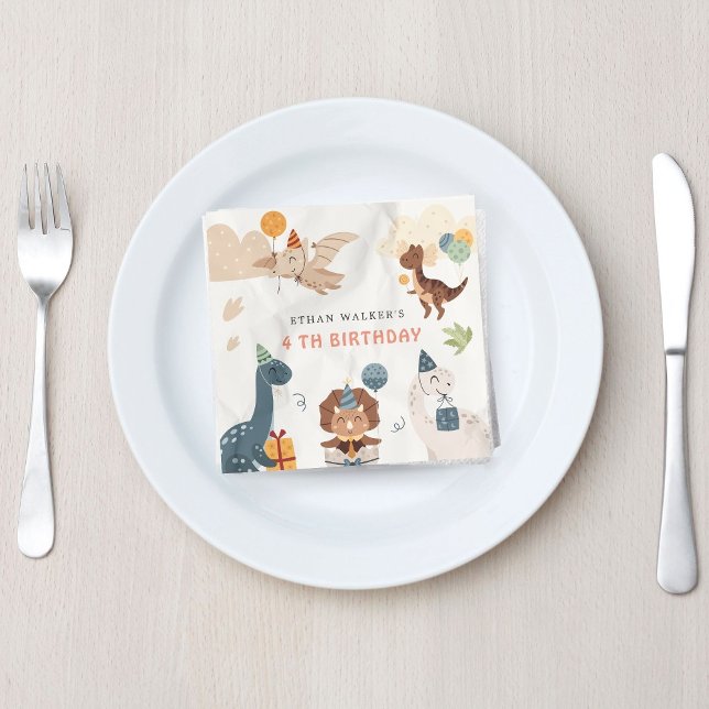 Serviette En Papier Cute Dinosaur Fête Animaux Anniversaires de enfant (Créateur téléchargé)
