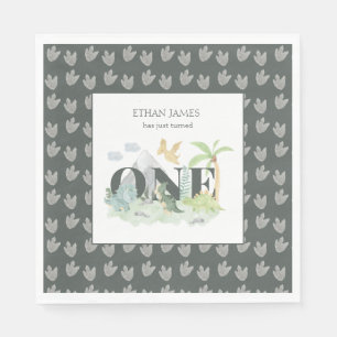Serviette En Papier Cute Dinosaur Jungle Aquarelle garçon 1er annivers