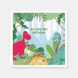 Serviette En Papier Cute Dinosaures Thème Anniversaire