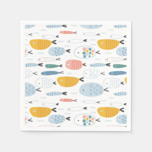 Serviette En Papier Cute Doodle École de Motif de poisson
