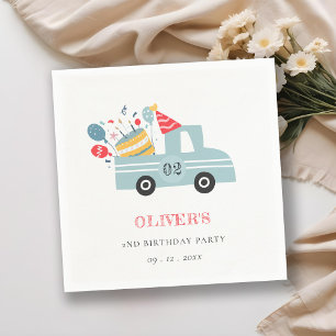 Serviette En Papier Cute Dusky Blue N'importe quel âge Anniversaire Fê