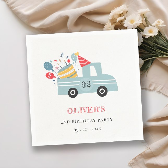 Serviette En Papier Cute Dusky Blue N'importe quel âge Anniversaire Fê (Créateur téléchargé)