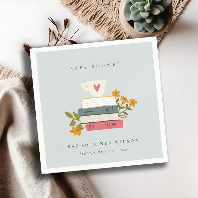 Serviette En Papier Cute Dusky empilé Storybooks Baby shower Floral (Créateur téléchargé)