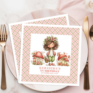 Serviette En Papier Cute Fairy Whimsical Pink Birthday Celebration 