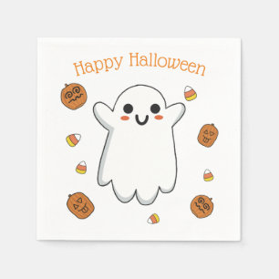 Serviette En Papier Cute Fantôme et Citrouille Papier Halloween servie