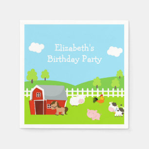 Serviette En Papier Cute Farm Animaux Unisex Anniversaire