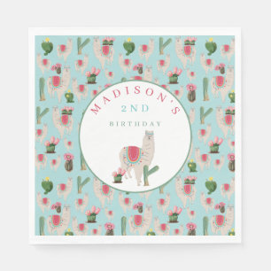 Serviette En Papier Cute Fiesta Llama & Cactus Anniversaire de enfant