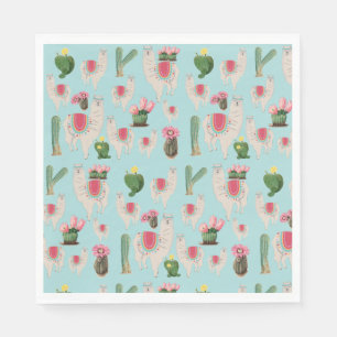 Serviette En Papier Cute Fiesta Llama & Cactus Motif