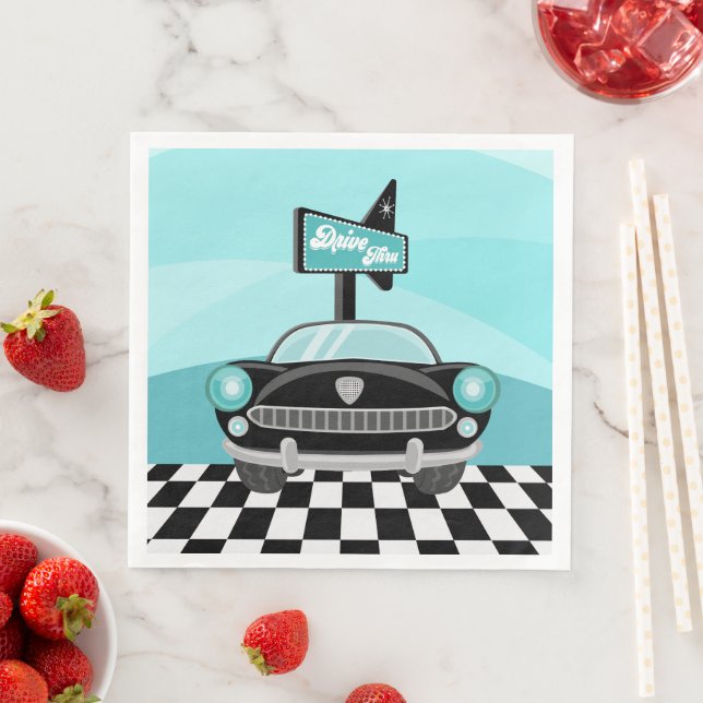 Serviette En Papier Cute Fifties Diner party (En situation)
