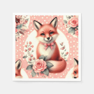 Serviette En Papier Cute Floral Baby Fox
