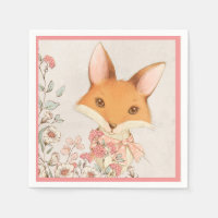 Cute Fox Rose Floral Girl