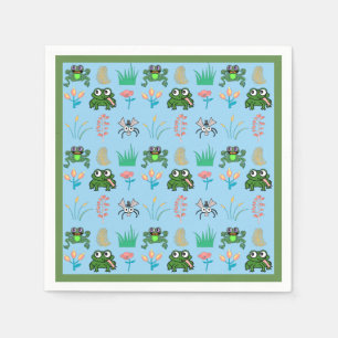 Serviette En Papier Cute Frog Cocktail Party Napkins