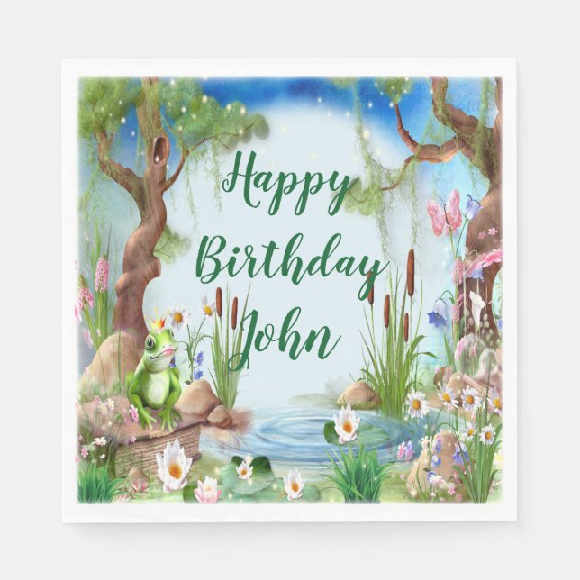 Serviette En Papier Cute Frog Prince fête d'anniversaire (Devant)