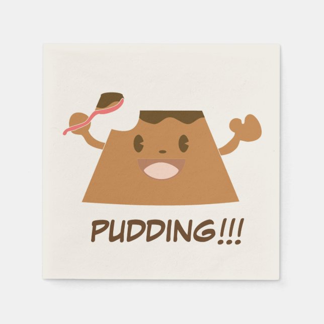 Serviette En Papier Cute Funny Kawaii PUDDING au chocolat! ! (Devant)