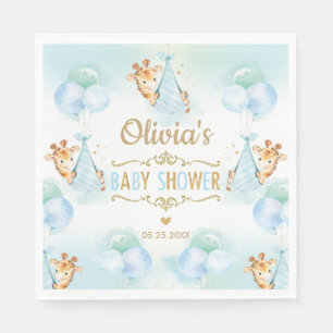 Serviette En Papier Cute Girafe Baby shower Papier bleu Napkin